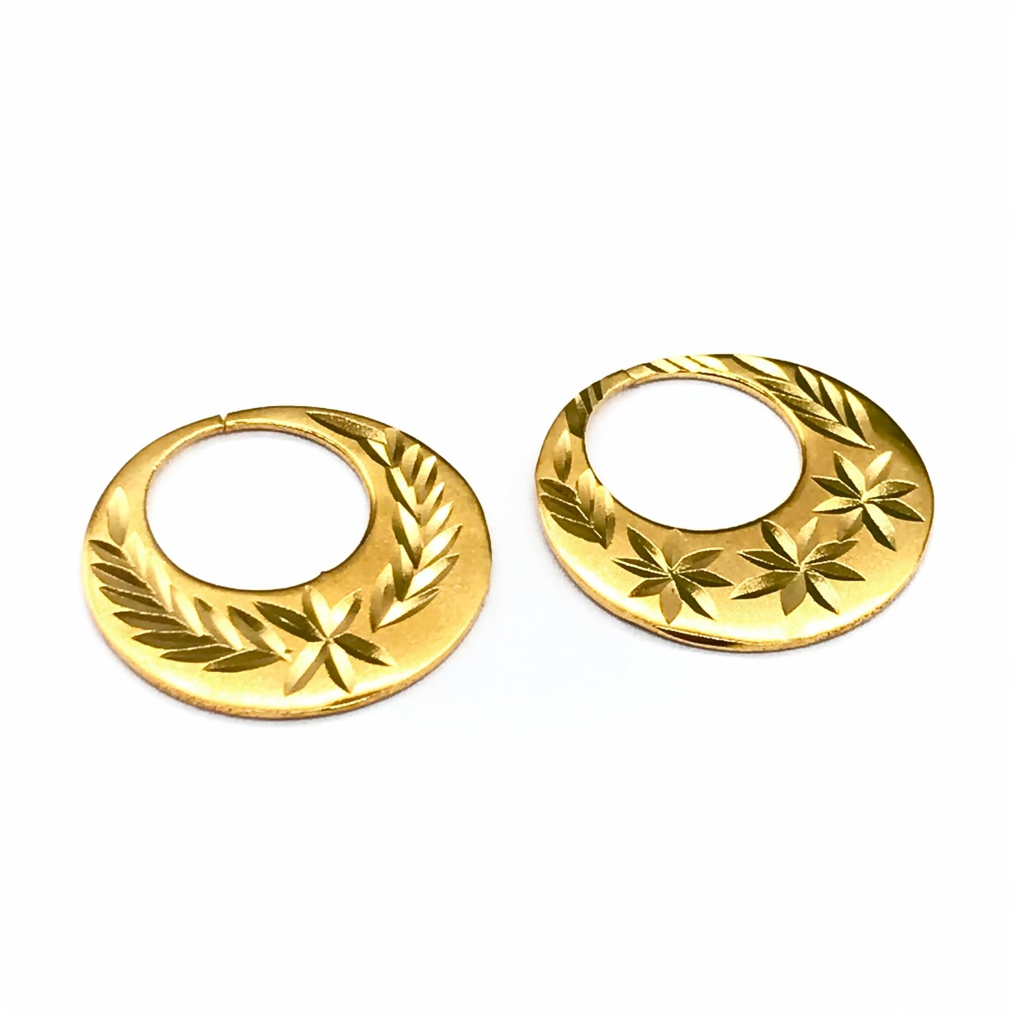 1 Micron 22K Gold Plated Nattiyan Earrings For Men's Panjabi Boy | Gold Plated Brass Material Golden Hoop Studs Earrings Bali For Mens Fashion's