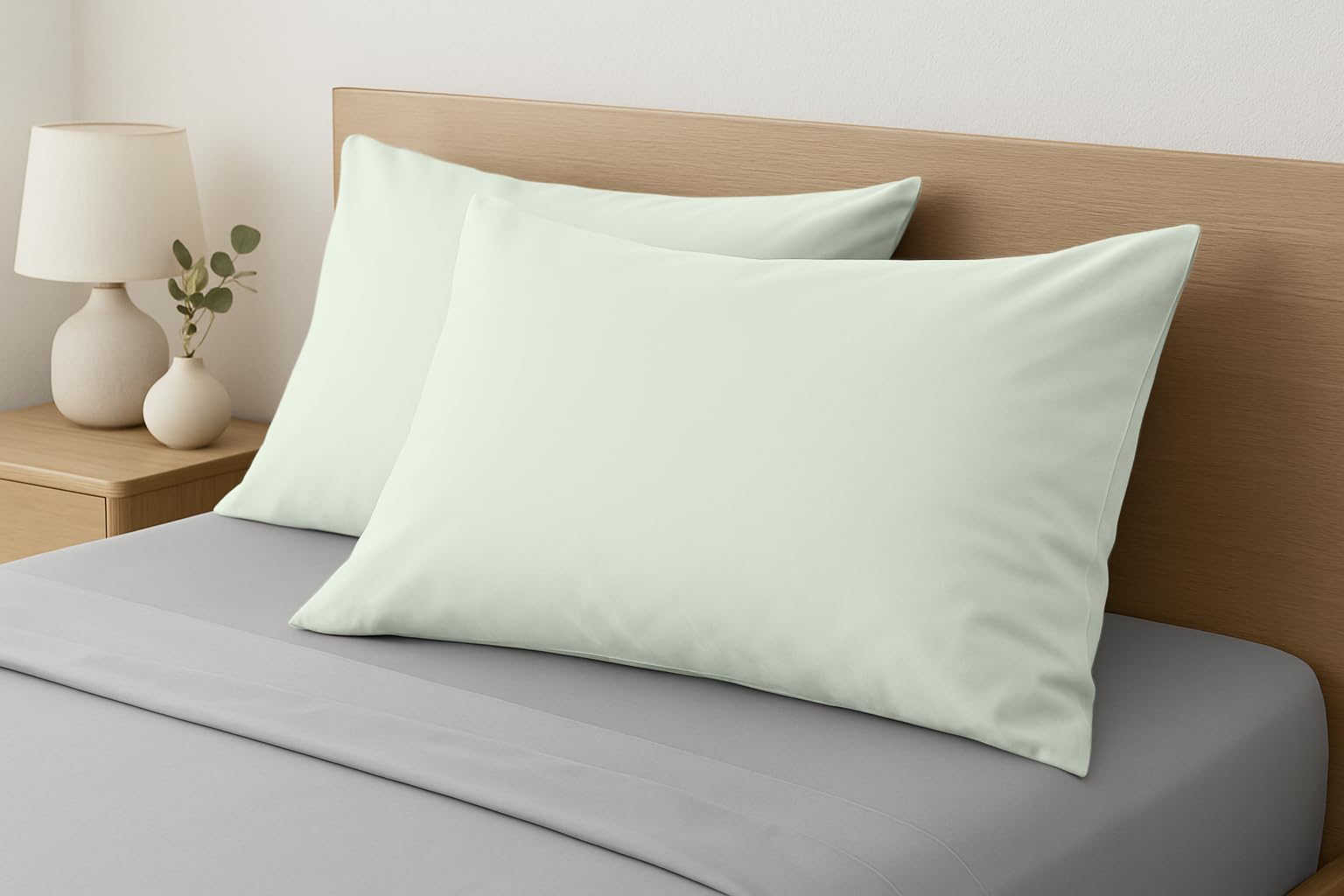 Youth Pillow Cases 16x22 Pack of 2 Tea Green Organic Cotton Zipper Closure