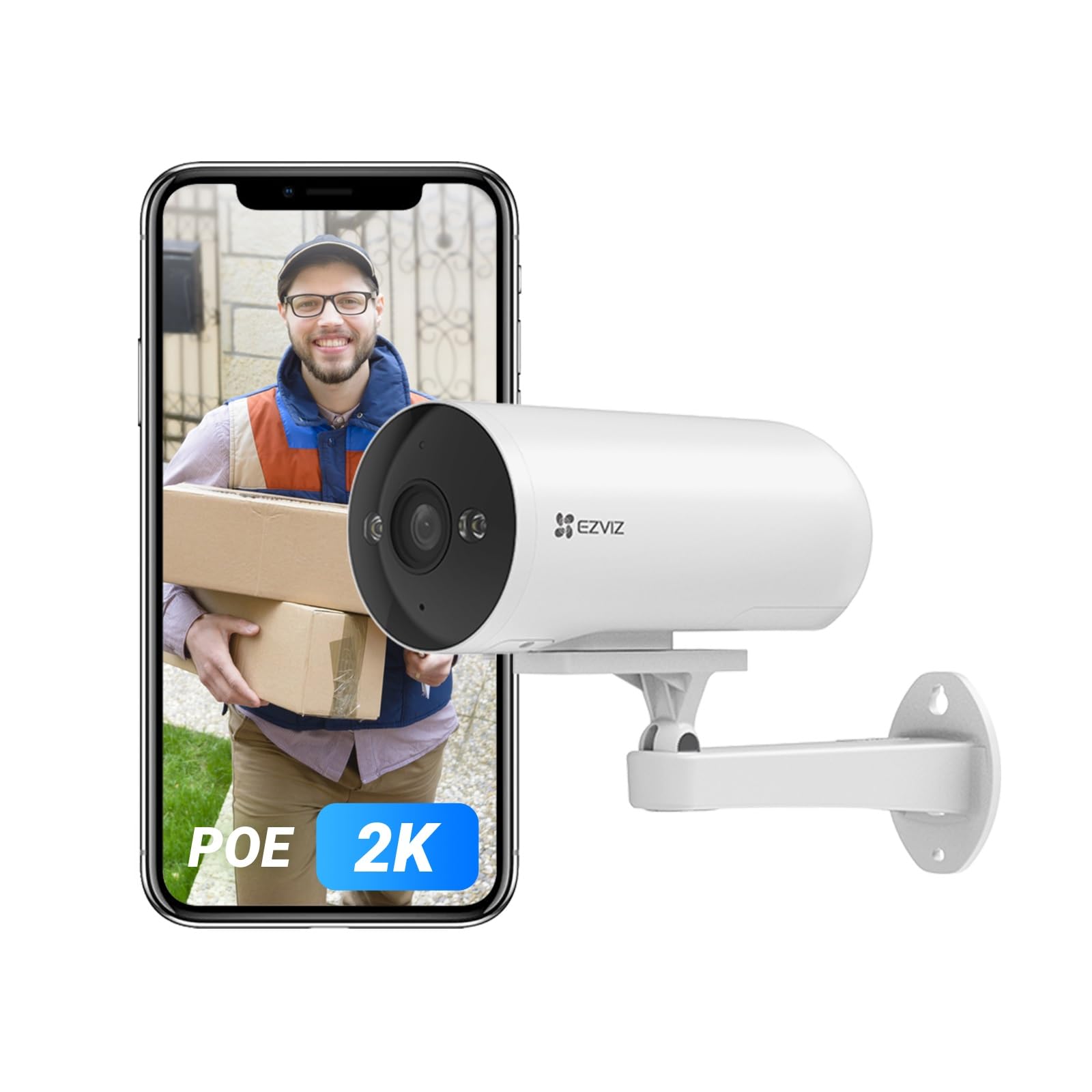 EZVIZ 2K Intelligente PoE Überwachungskamera Aussen mit Personen-/Fahrzeugerkennung, WLAN IP Kamera mit Farbnachtsicht und Aktiver Verteidigung, IP67 Wasserfest, H5 PoE