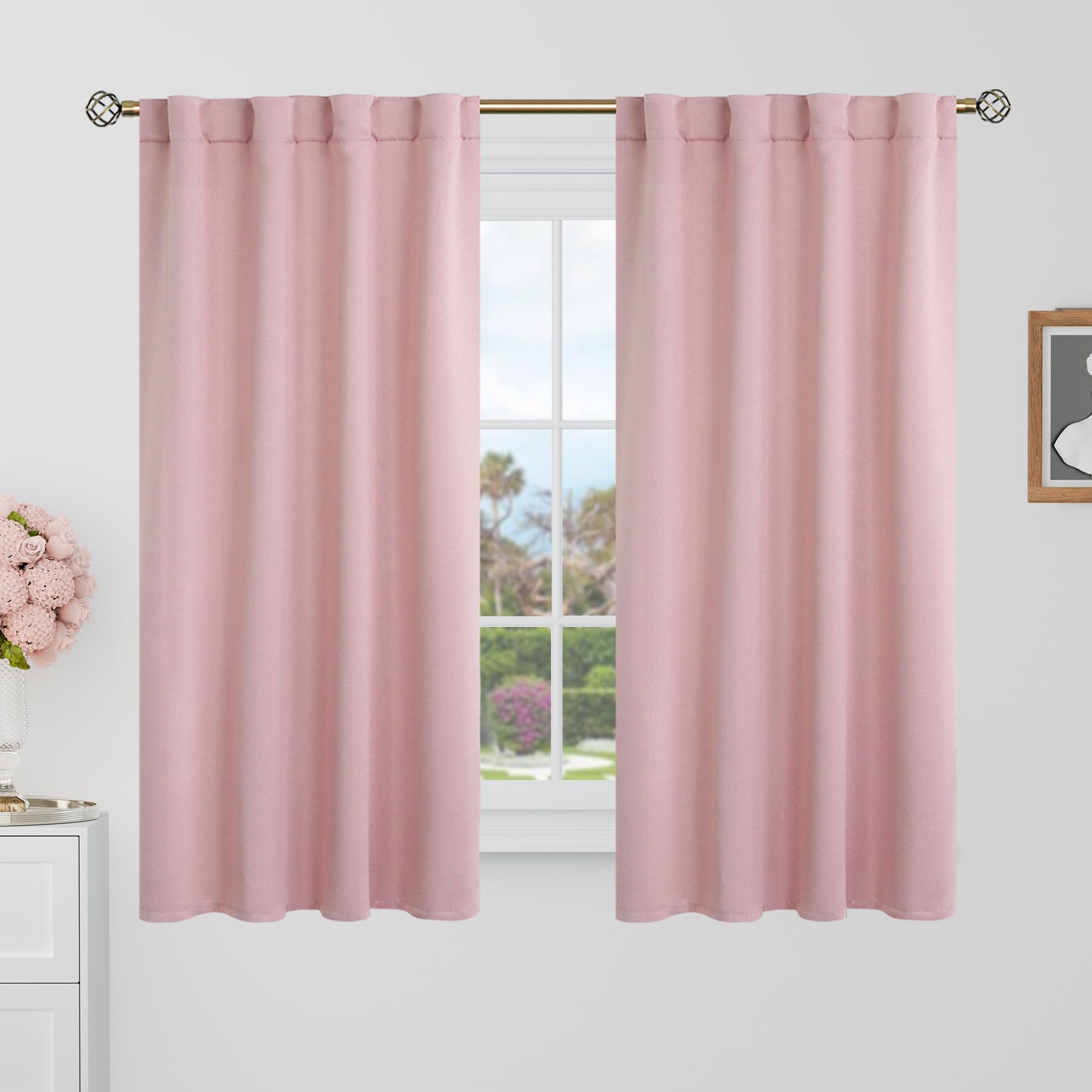 BGment Blackout Curtains 48 Inches Long for Kids Room - 34 x 48 inch Curtains Rod Pocket and Back Tab Thermal Insulated Room Darkening Curtains for
