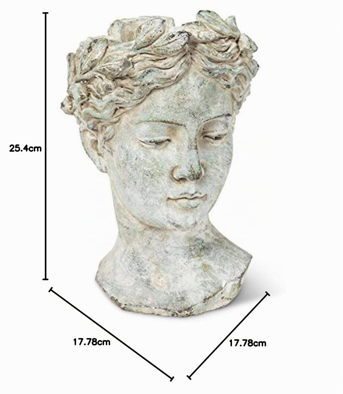 Abbott Collection Cache-Pot tête de déesse – Grand modèle en Ciment pour intérieur et extérieur, pour Fleurs et Plantes Grasses (Gris, 25 cm de Hauteur, Ouverture 11,5 cm)