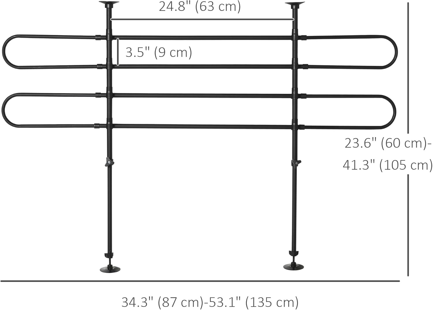 Detailed diagram of the barrier's dimensions