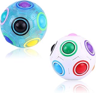 2 Pack Magic Rainbow Puzzle Ball Teasers Games Toys Magic Ball Puzzle Fidget Ball Brain Teasers Games Toys Fun Stress Reliever for Kids