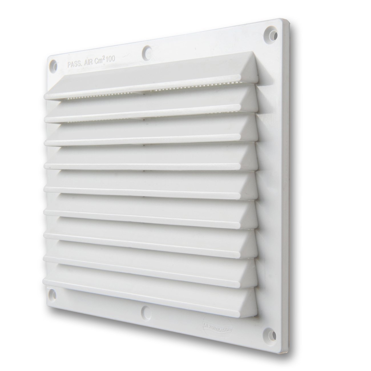 Griglia Ventilazione Plastica Bianca 204x230 Mm | Con Rete Antinsetti E Molle | Per VMC E Ricambio Aria