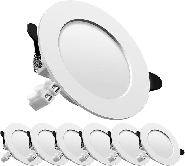 Tofisr LED recessed Ceiling Light,7W Downlights 700LM Cool White 6000K,Set of 6 spotlights,Cut Φ75-95MM,AC175~265V,Round Aluminum Alloy casing for Living Room Bedroom Kitchen
