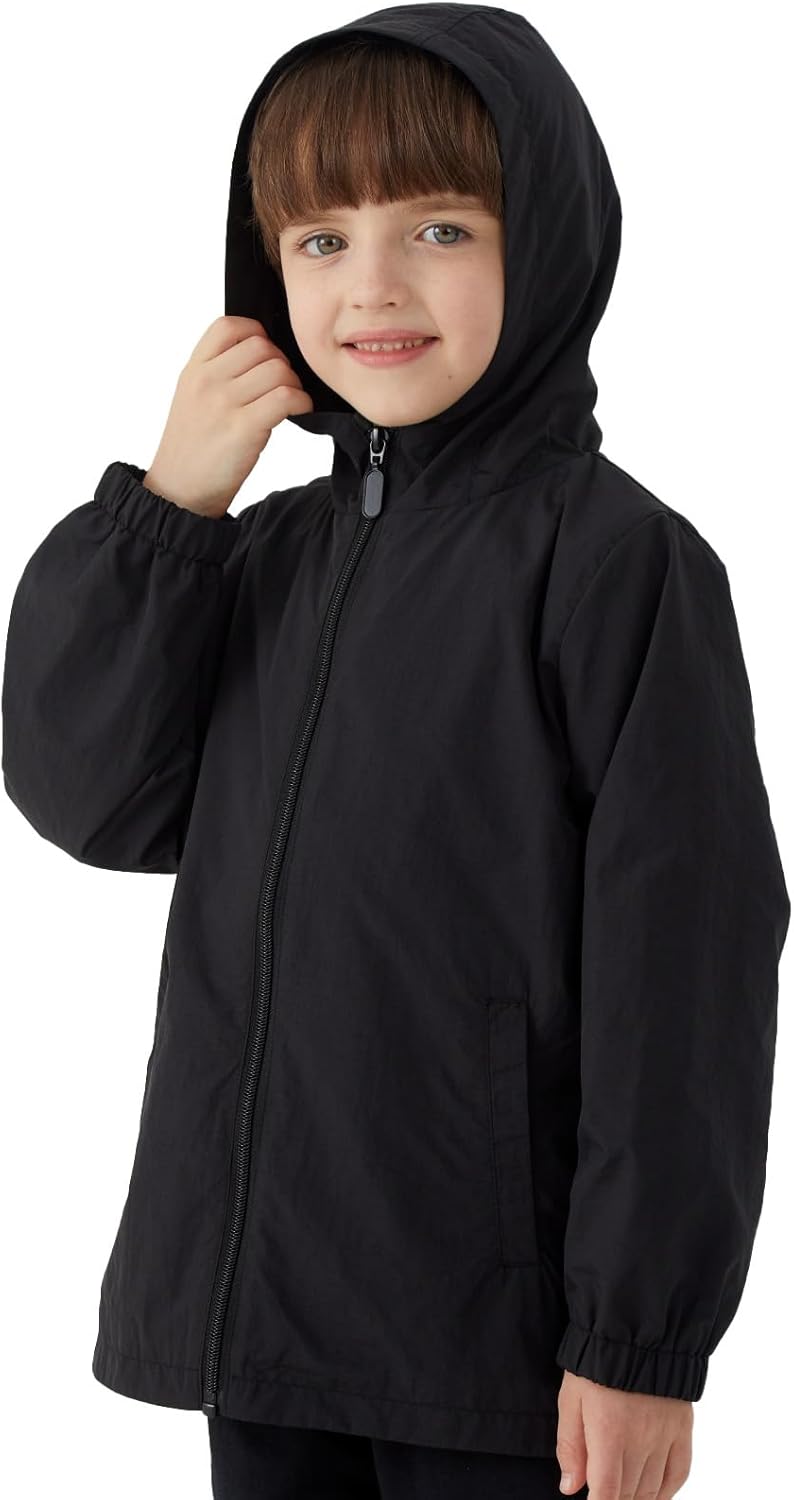 Boys Girls Windbreaker Hooded Jackets Lightweight Packable Jacket Toddler Rain Coats