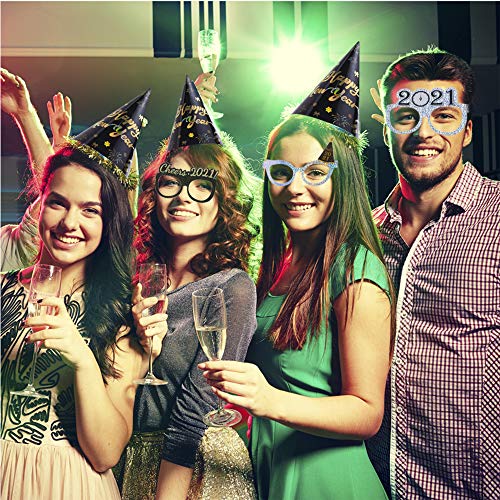 Peirich 6 Pack Happy New Year Eyeglasses, Fancy New Year Party Glasses Celebration Party Favor 2021 New Year Eve Glasses Celebration Party Supplies