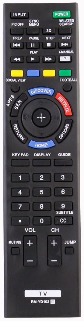 RM-YD102 Rmyd102 Replacement Remote Control Applicable for Sony Bravia TV KDL-50W790B KDL-50W800B KDL-55W790B KDL-55W800B KDL-55W950B KDL-55X830B KDL-60W840B KDL-60W850B KDL-65W950B KDL-65X830B