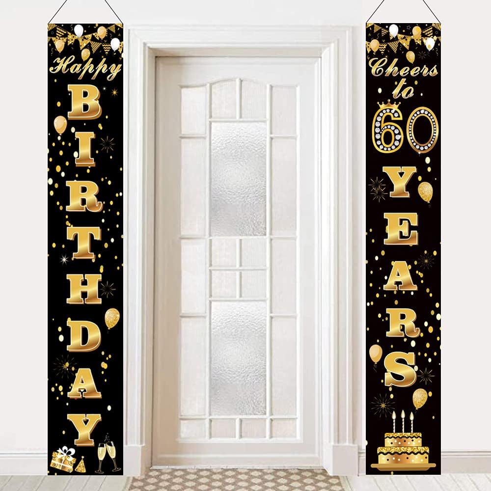 60th Birthday Door Banner,Happy 60th Birthday Banner,60th Birthday Anniversary Party Decorations Supplies Cheers to 60 Years Welcome Porch Sign for Indoor Outdoor by ACXOP