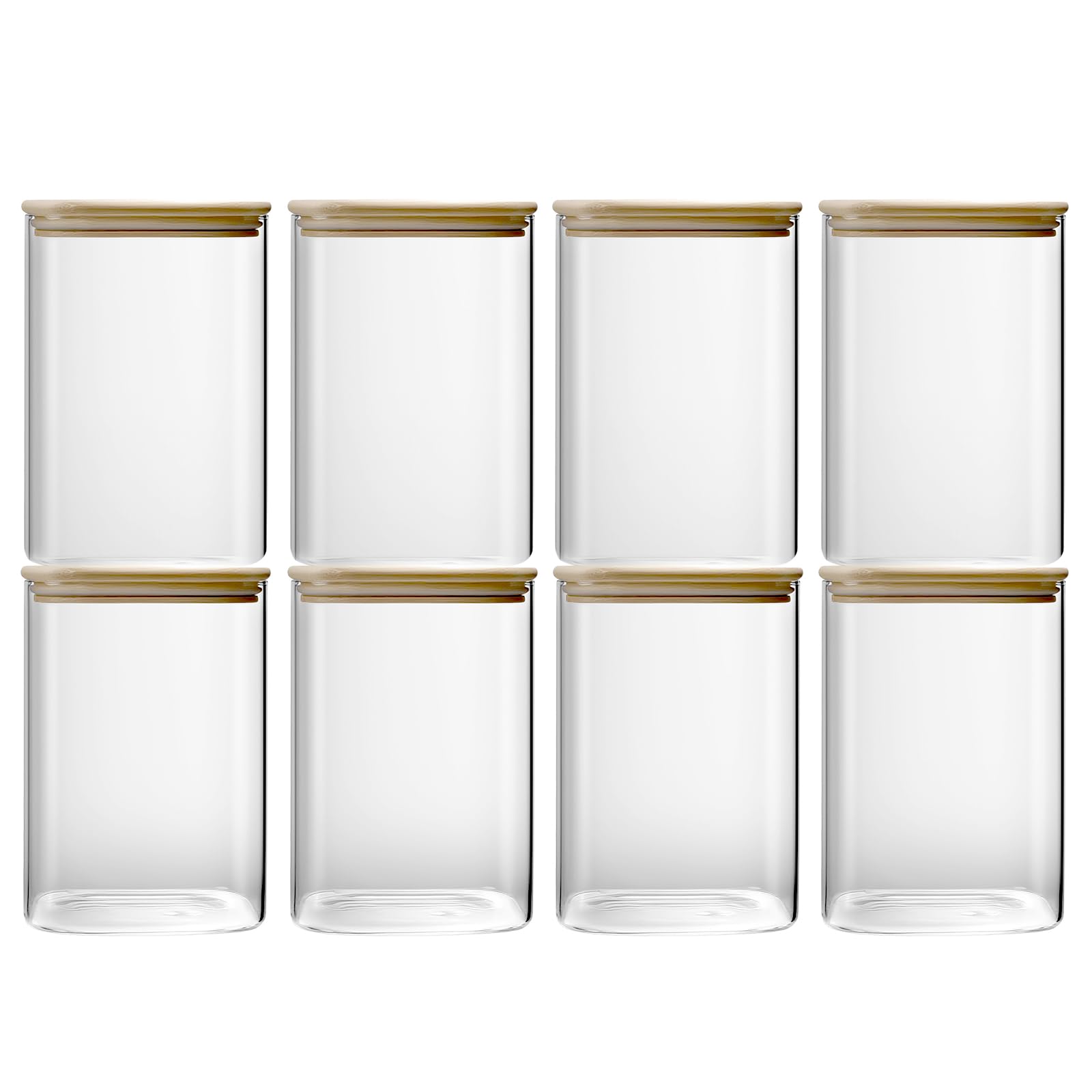 pantrytine Glass Storage Jars with Bamboo Lids - Glass Food Containers with Lids - Pasta Storage Containers - Clear Kitchen Canisters for Tea,Coffee,Sugar,Flour,Cereal,Cookie