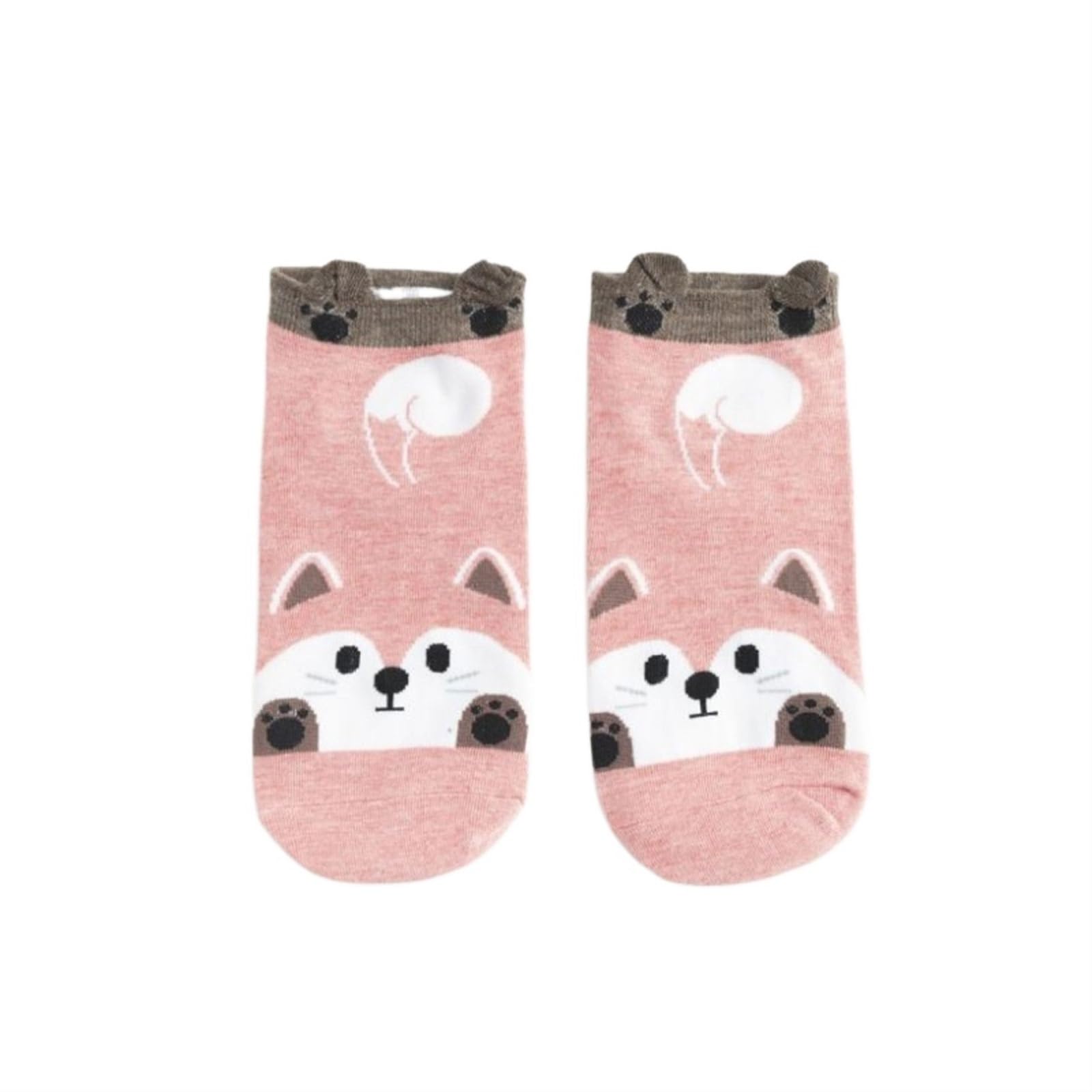 ZHANGNA Women's Socks, Three-dimensional Heel Ear Cartoon Invisible Short Socks Feet College Wind Animal Boat Socks For Women (Color : Pink)