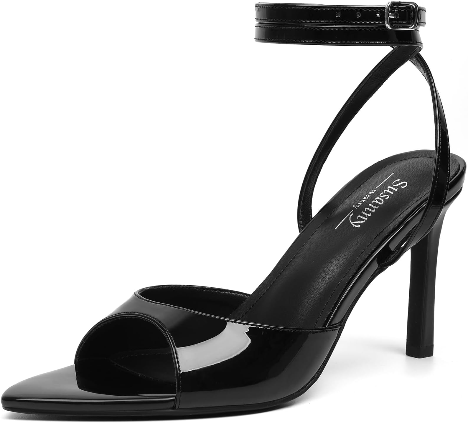 High Heels for Women Pointed Open Toe Strappy Chunky Block Heels Ankle Strap Stiletto Kitten Heeled Sandals Wedding Bridal Party Prom Sexy Dress Shoes