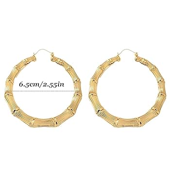 Amazon.com: Bamboo Earrings for Women Large Gold Bamboo Hoop