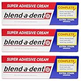 German blend-a-dent Super Denture Adhesive Cream Extra Stark ORIGINAL (Blue) 47g (3 PACK)