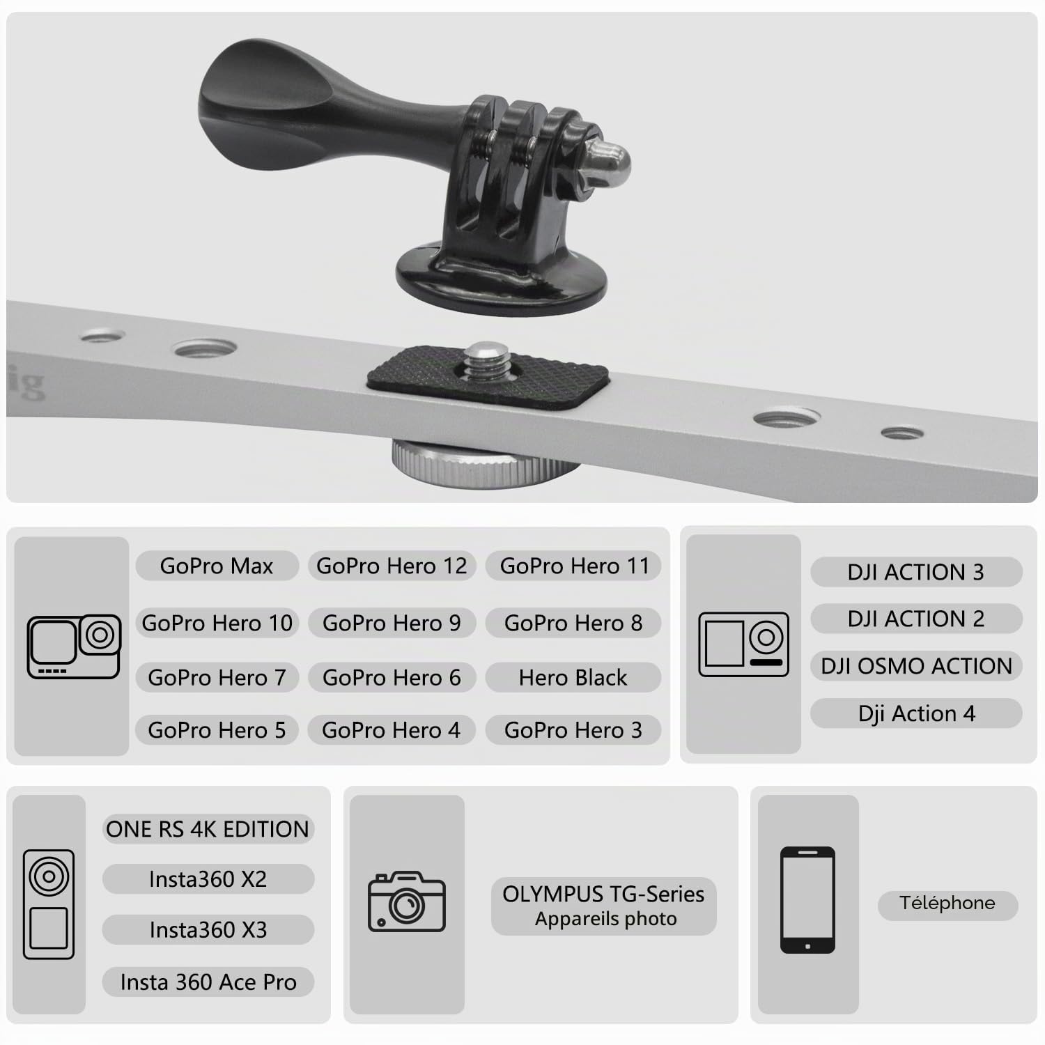 Suptig Support de plongée pour GoPro Hero 12 11 10 9 8 7, DJI Osmo, Insta 360, Olympus TG, téléphone et Autres caméras d'action