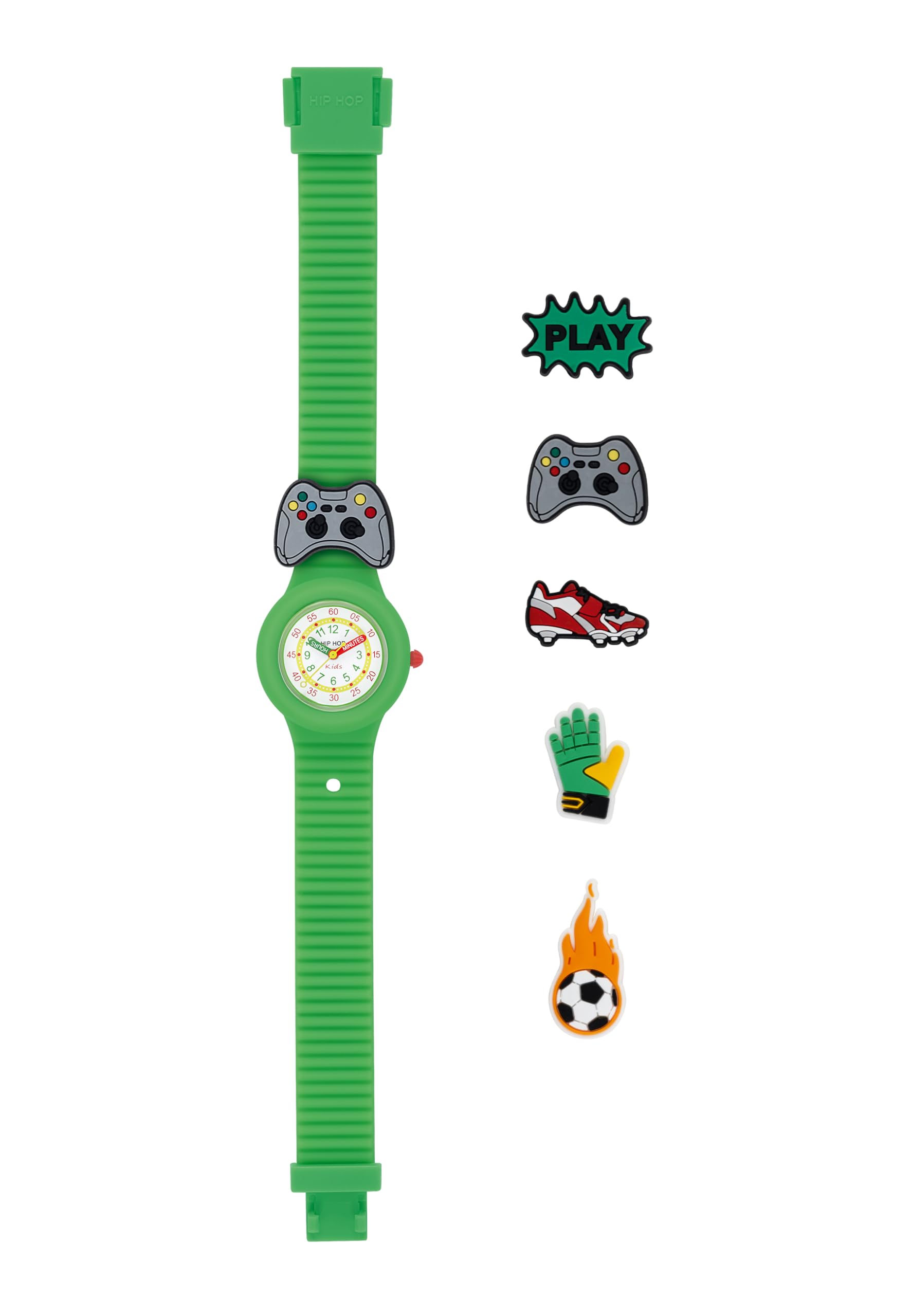 HIP HOP Orologio HWU1318 BAMBINI PINTASTIC! quadrante MULTI-COLOR BIANCO movimento SOLO TEMPO - 3 LANCETTE QUARZO e CINTURINO SILICONE VERDE