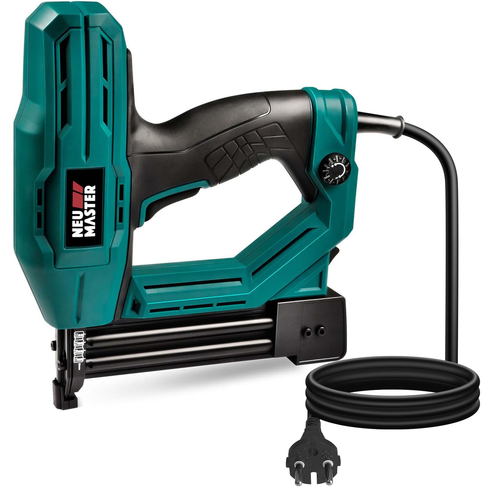 Sparachiodi Elettrica - NEU MASTER Graffettatrice con 200 Graffe e 800 punti Chiodi, Preselezione Elettronica della forza di impatto, Naso di sicurezza,cavo di Alimentazione extra lungo 2 m