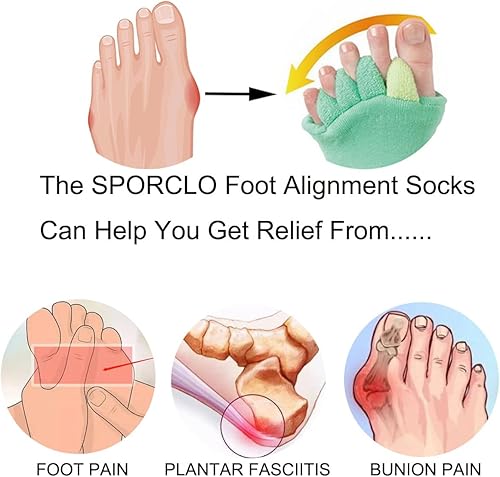 Miniatura 6 de SPORCLO Calcetines separadores de cinco dedos para hombre, calcetines de yoga para alineación de pies, masaje de dedos espaciadores de dedos de los