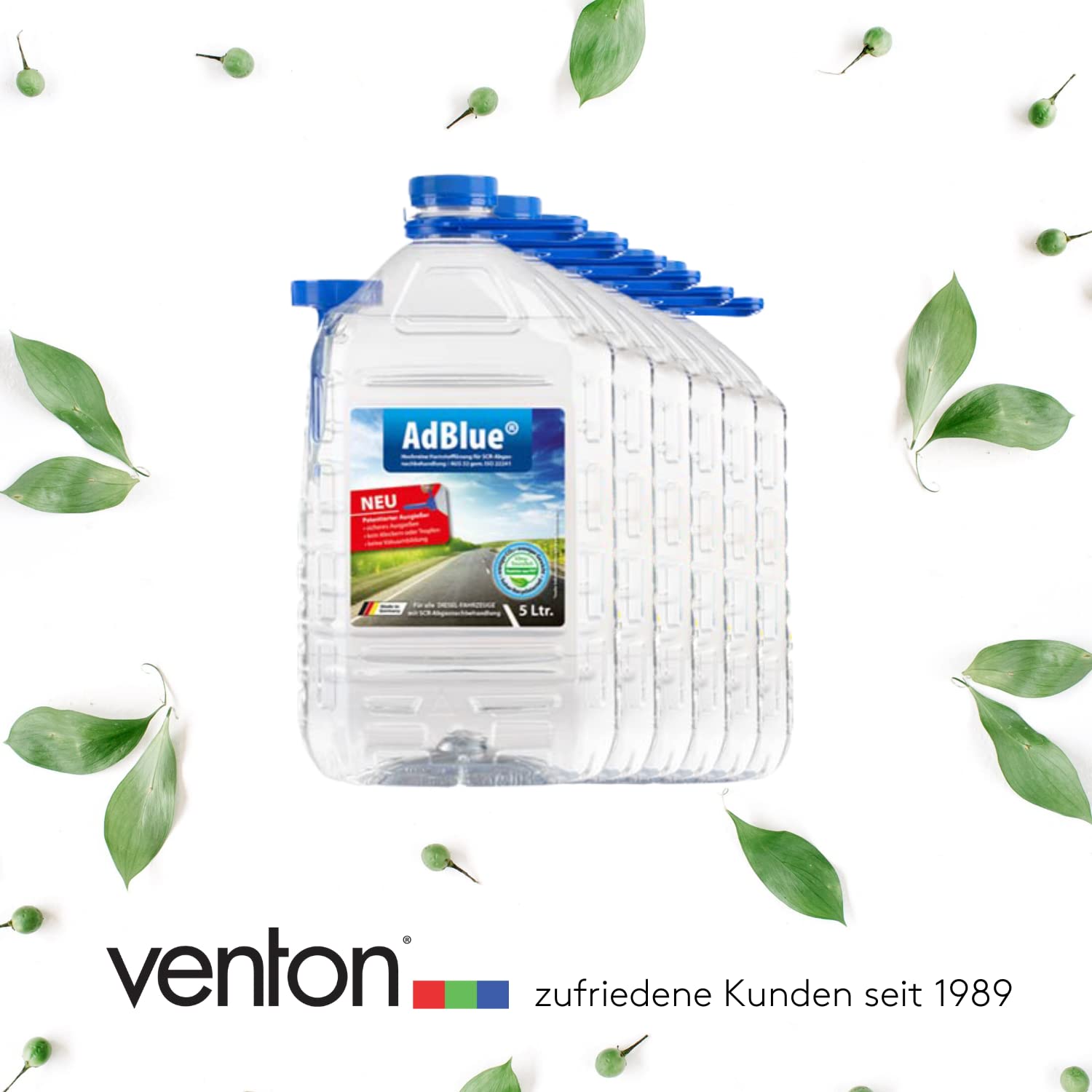 VENTON AdBlue® Harnstoff-Lösung 6x5L Kanister I Hochreines Diesel-Additiv für SCR-Abgasnachbehandlung inkl. praktischem Ausgießer I Ausstoßreduzierung von Stickoxiden I Ad Blue für Diesel