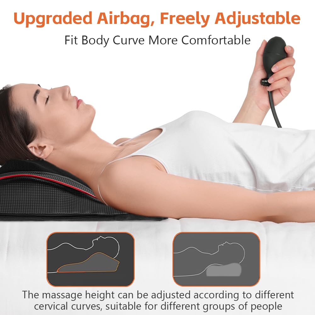 Masajeador Cervical y Espalda con Calor y Vibración, Almohada Masajeadora Eléctrica de Amasado 3D