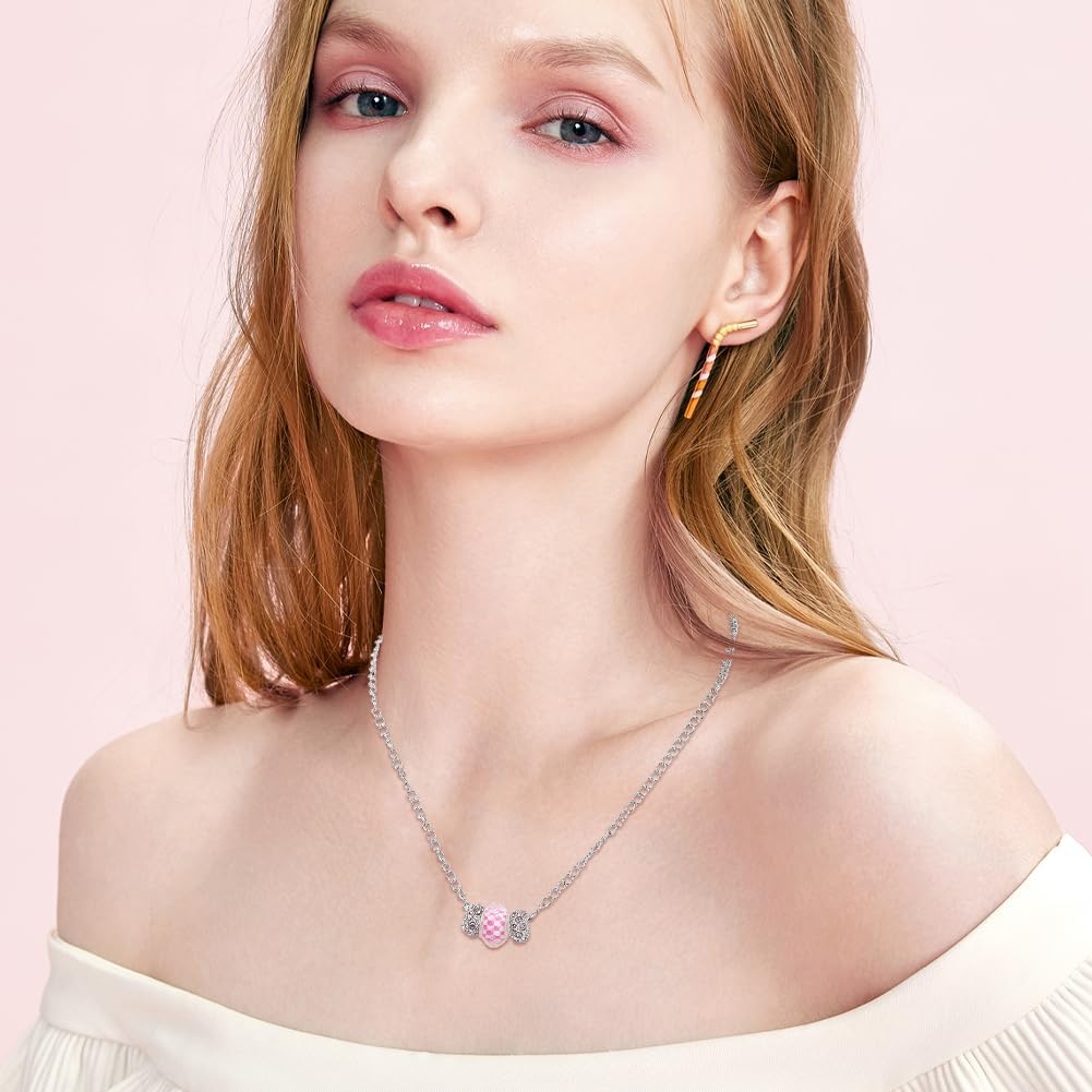 SUNNYCLUE 1 Box 50Pcs European Beads Bulk Large Hole Spacer Beads Pink Cute Rhinestone Metal Resin Random Flower Round Rondelle Spacer for Jewelry Making Charms Crafts DIY Necklaces Bracelet Supplies - Image 4