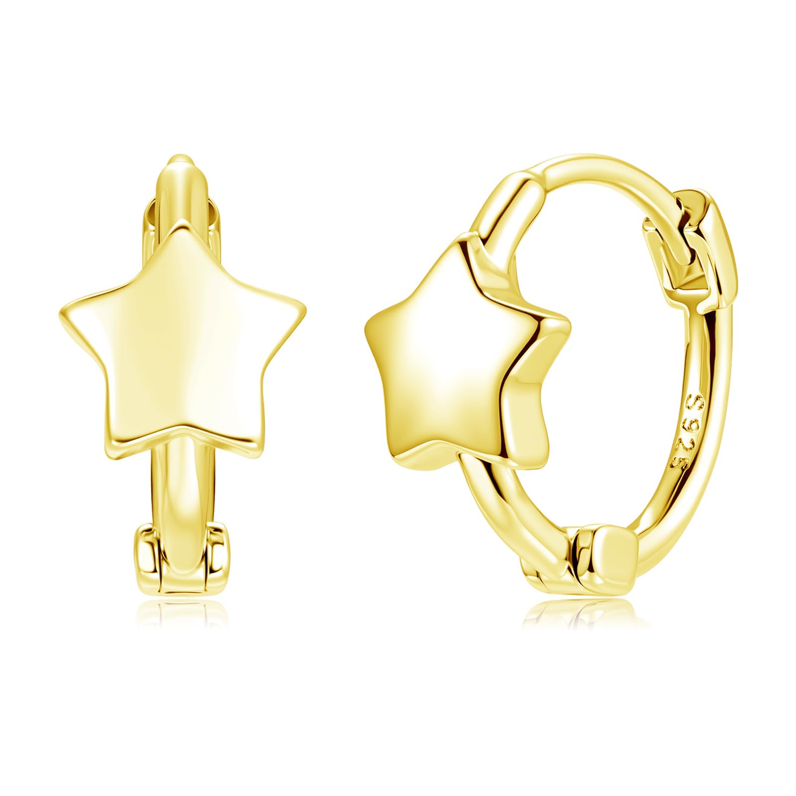 Estrellique 925 Sterling Silber Kirschblüte/Gänseblümchen/Stern Creolen | Ohrringe Silber 925 für Damen Mädchen, Hypoallergen Klein Süße Huggie-Ohrringe Niedliche Creolen Geschenk für Frauen Tochter