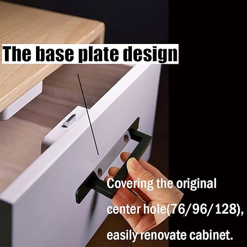 Miniatura 7 de Westablize Paquete de 2 manijas planas autoadhesivas de 5 pulgadas de 5.039 in, color negro mate, con placa base, tiradores de gabinete de aluminio