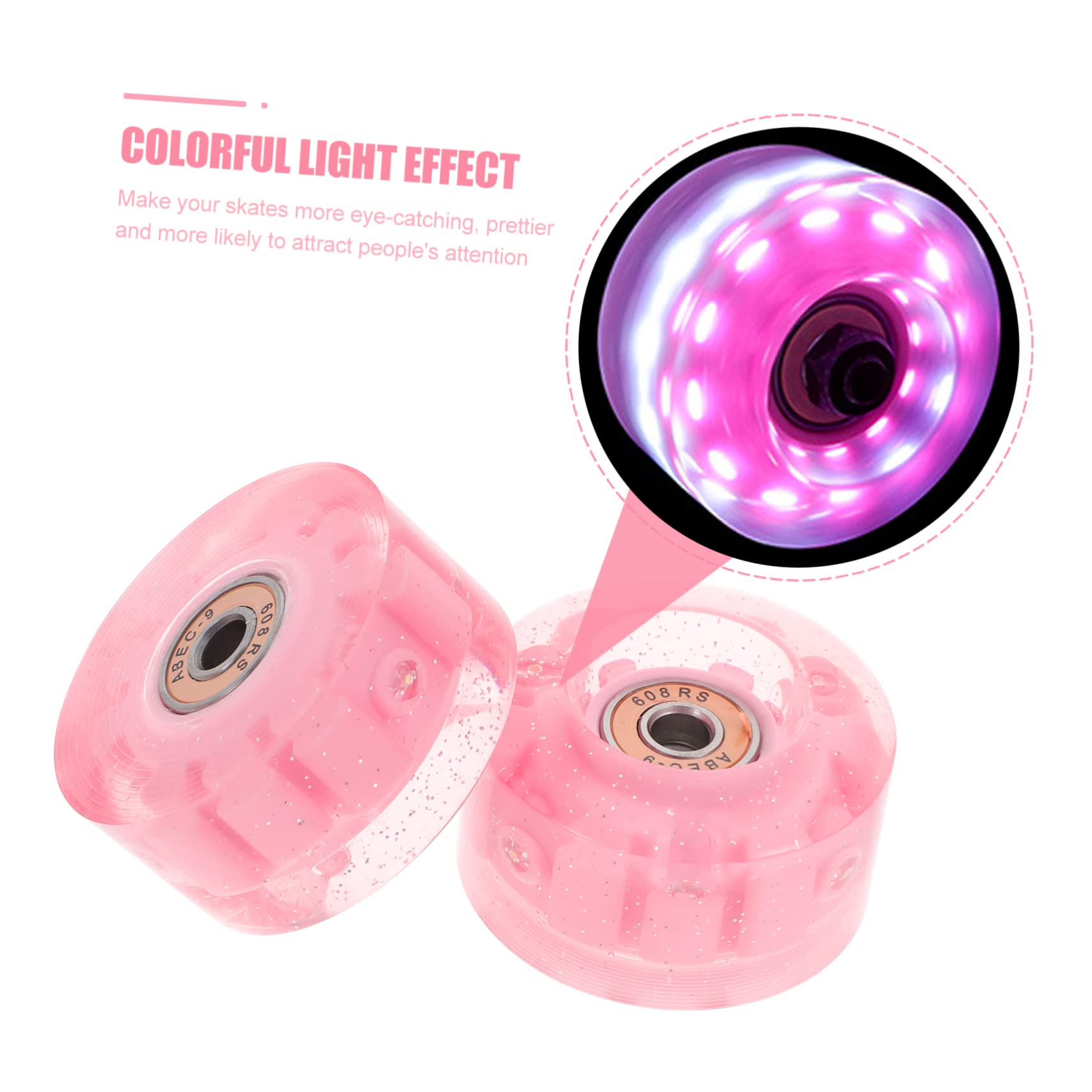 Yardwe Replacement Skate Wheels 8 Pack Led Light up Wheels for Double Row Roller Skates Durable and Easy to Fit