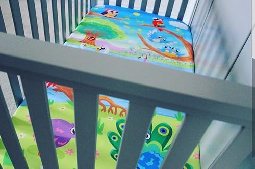 Miniatura 5 de Juego de sábanas para cuna, paquete de 4 unidades, colorido, suave y transpirable, algodón y Tencel, resistente a la decoloración, sábanas