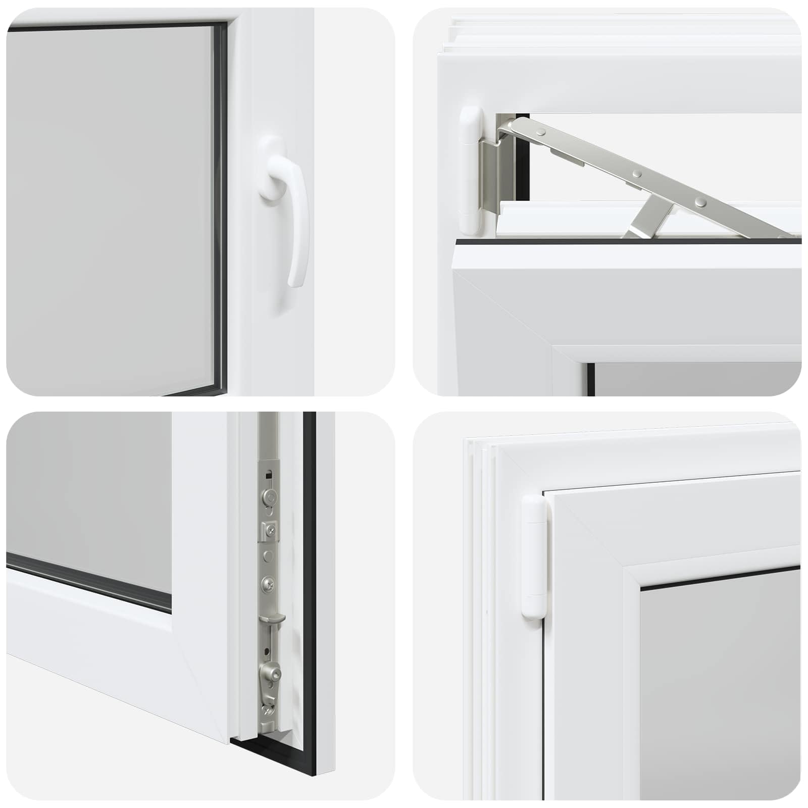 Finestra manuale RISOR 80 x 60 cm PVC e vetro, design moderno della finestra per cantina, vetro PVC resistente, efficiente dal punto di vista energetico, isolamento termico, fonoassorbente