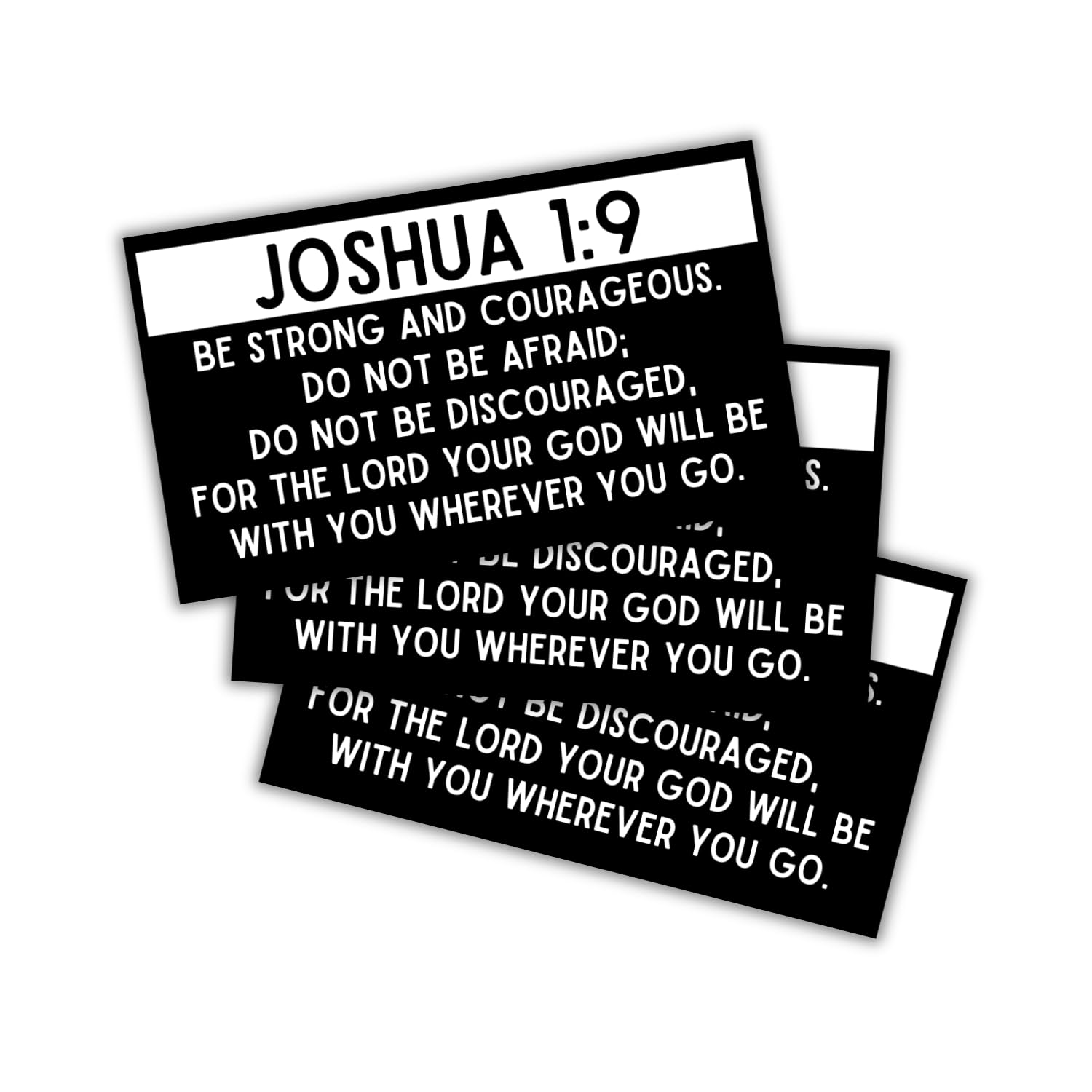 Joshua 1:9 Bible Verse Wallet Cards 30pk 3.5x2" Bulk Minimalist Black White Be Strong and Courageous Pocket Encouragement Girls Church Members Teens Hand Out