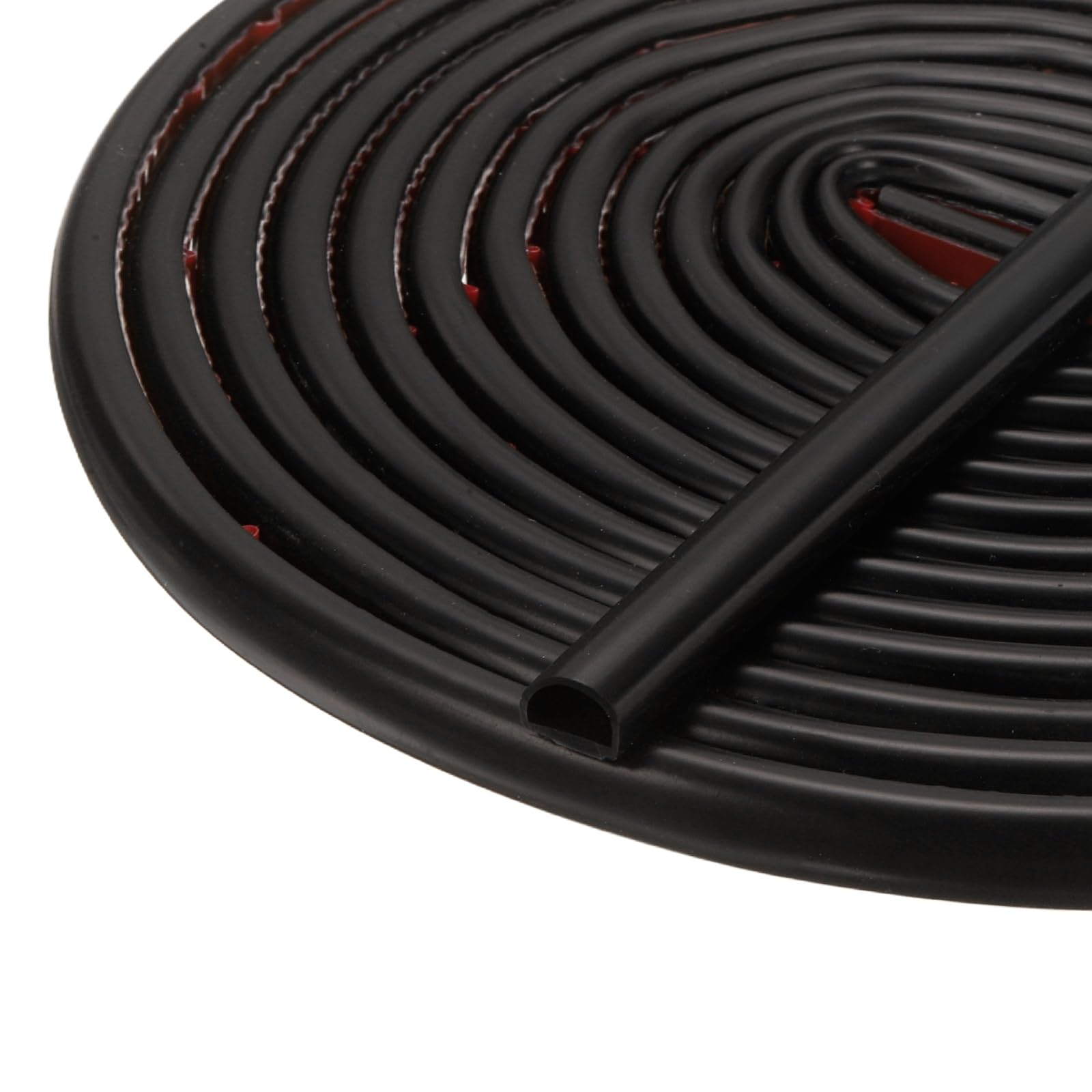 sourcing map 12 M Weather Stripping Door Seal, Silicone D Shaped Self-Adhesive Door Frame Soundproof Seal Strip for Doors Window Frame Gap Filler, Suit for 4-6.5mm Gap, Black