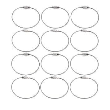 12 Pcs Wire Keychains, Multi Purpose Wire Buckle Rope Loop Portable Use Cable Keychains with 12 X Wire Keychains Replacement for Wire Keychains for Keychains(AS800015B)