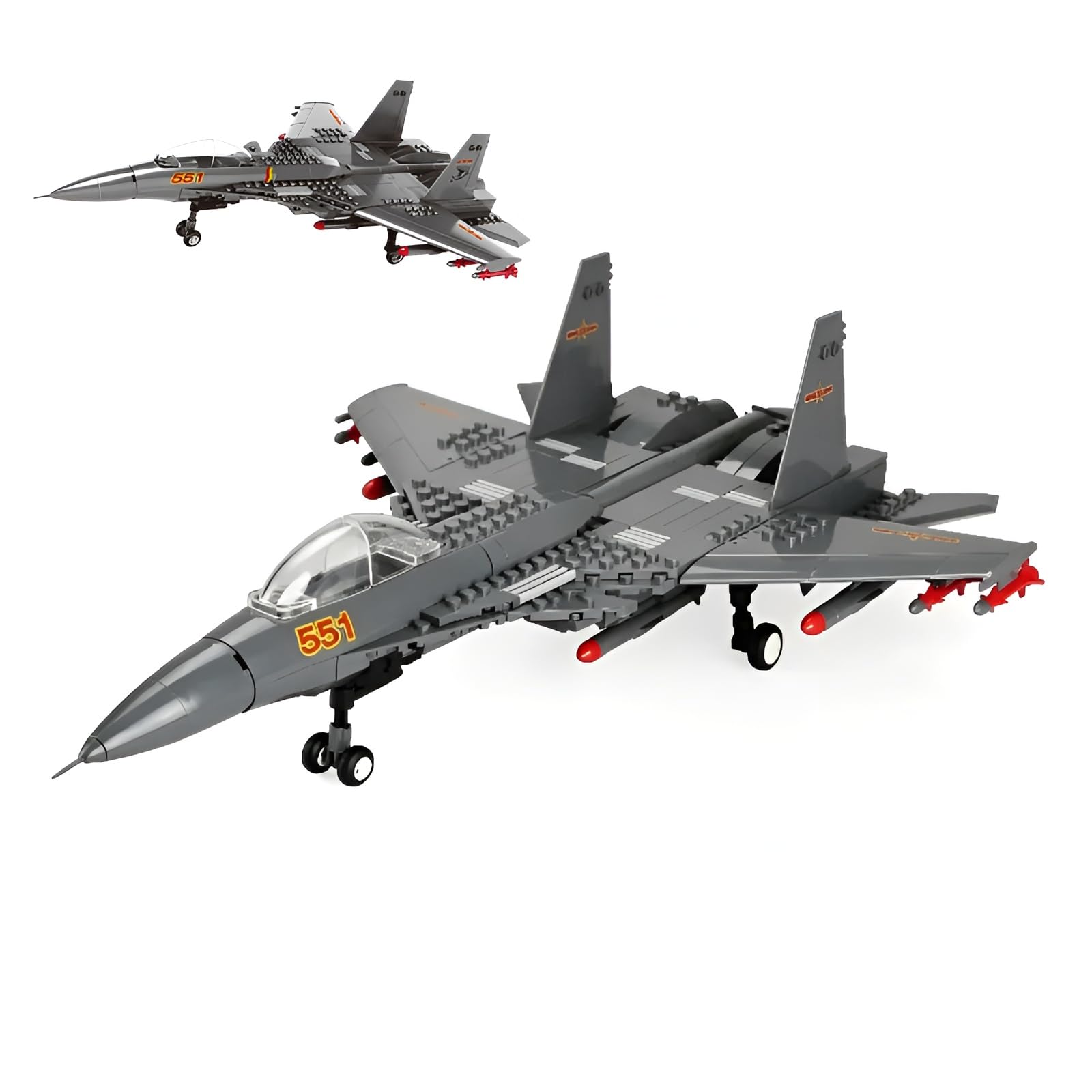 Qbrygmatic Carrier Based Fighter Jet Building Block Set, 272Pcs J-15 Carrier Based Fighter 1:54 Model Toy, Naval Series Clamping Blocks Kit, Home Decor Gifts for Teens and Adult Military Enthusiasts