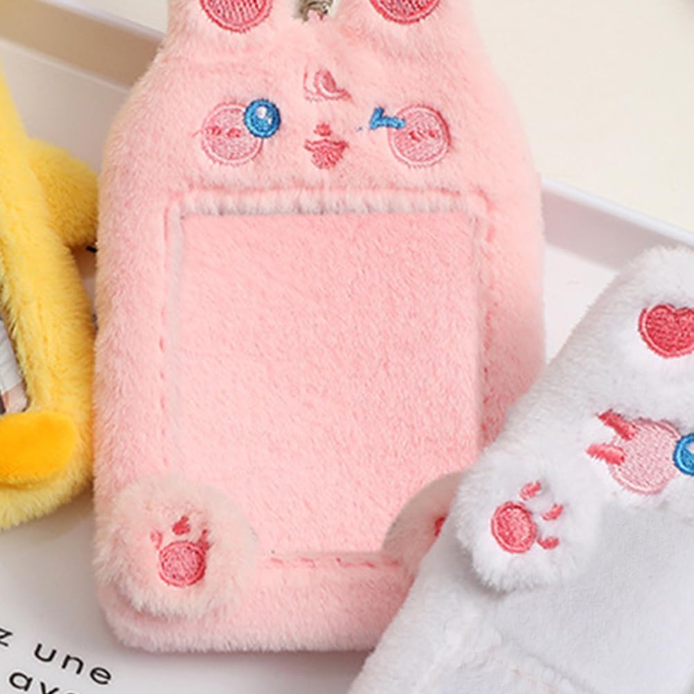 Animal Card Holder Keychain Plush Card Protector Sleeve Cute Rabbit Cat Dog Id Organizer for Game Cards Photos Coupons 5.90X3.74X0.78In
