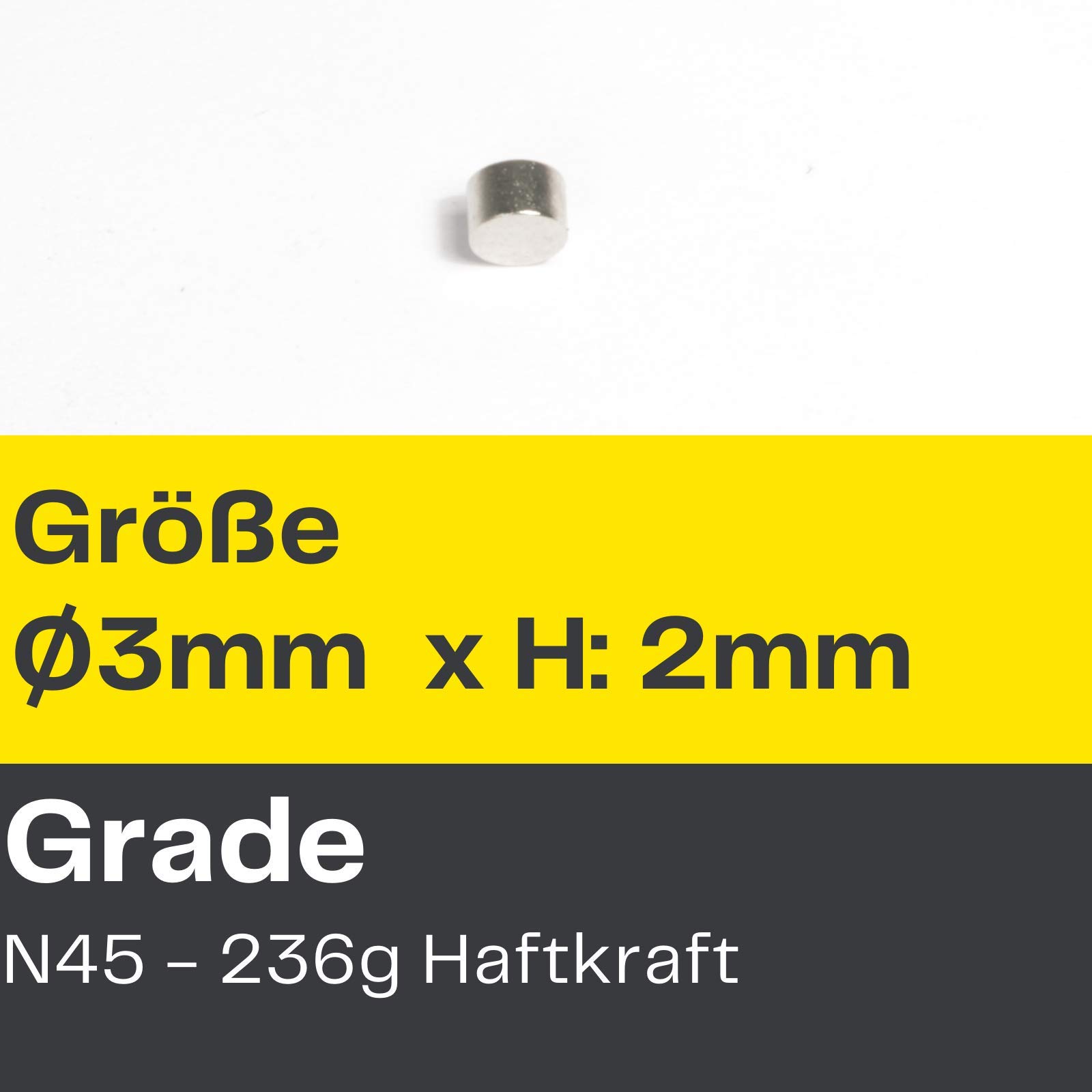 Magnes neodymowy mini do tablicy magnetycznej, na lodówkę, silne krążki, magnesy – biała tablica suchościeralna, płaska, okrągła 3 mm x 2 mm – N45 (1000)