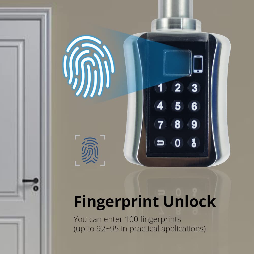 zemismart Bloccaggio elettronico con codice password BLE, serratura intelligente biometrica con impronte digitali, tastiera/chiave/APP per sbloccare lo stile europeo per la sicurezza domestica (30/30)