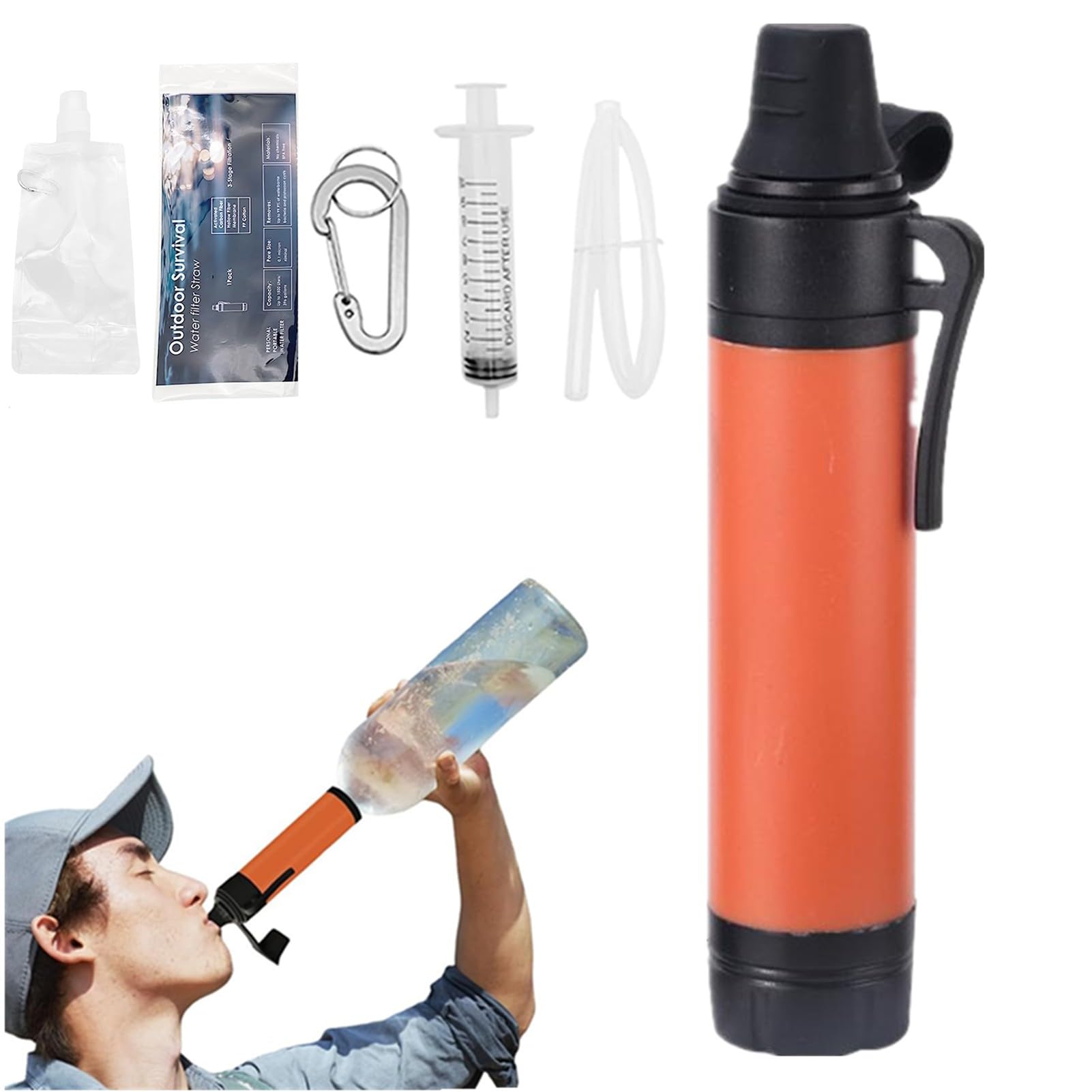 5 Pack Personal Water Filter Straws for Hiking and Camping, Portable Survival Filtration System for Emergency Preparedness, Travel Water Purifier Gear for Outdoor Backpacking Adventure