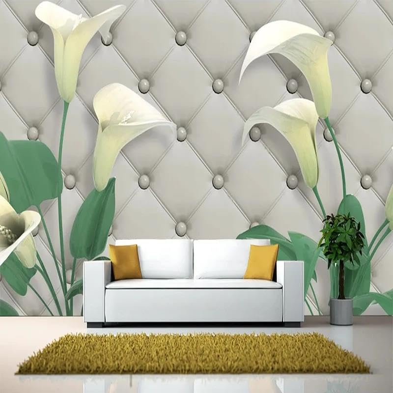 Papier peint mural 3d fleurs masquant pour imperfections de mur
