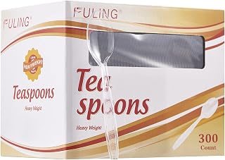FULING [300 Pack] Plastic Spoons Crystal Clear Spoons Plastic Utensils Set Fancy Cutlery Elegant Disposable TeaSpoons Pack Bulk Kitchenware