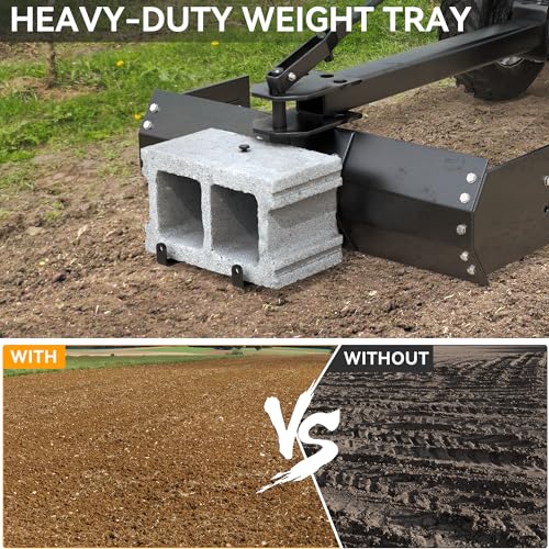YINTATECH 42\" Tow Behind Box Scraper Fit for ATV UTV Grader, Lawn Tractor Attachments with Box Blade, Black