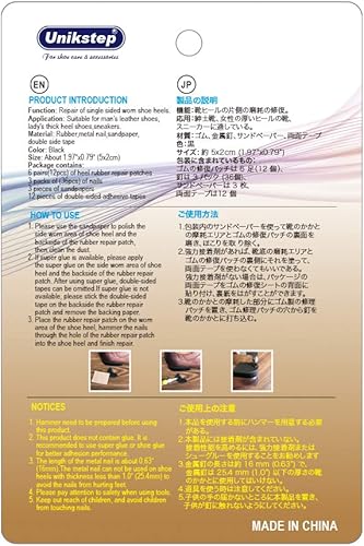 Miniatura 2 de Unikstep 6 pares de tapones para placa de talón de zapato, parche de goma de reparación desgastada lateral del talón de zapato, kit de repuesto,