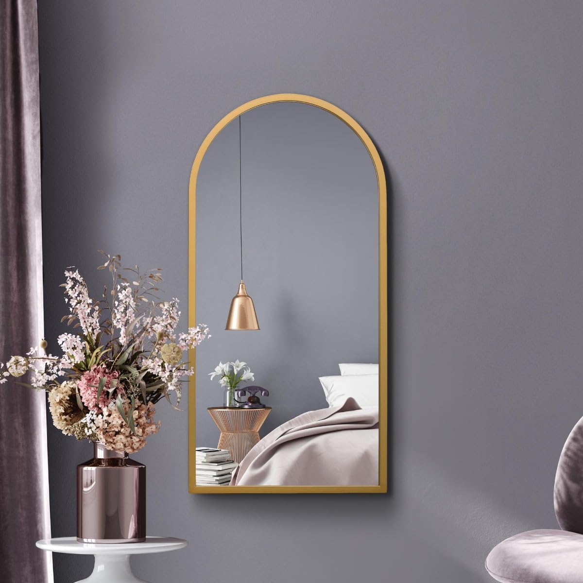The Arcus New Extra Large Gold Framed Arched Mirror - 31"" X 16"" 80 x 40cm