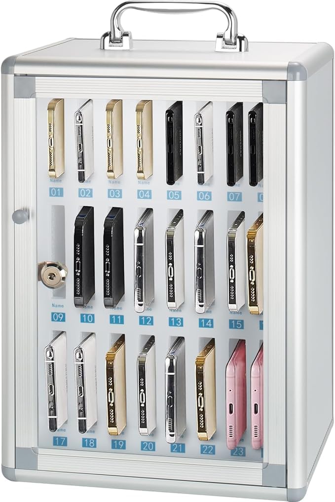 Cell Phone Locker Box With 24/36/48 Slots - Aluminum Alloy Icon With Numbers Storage Cabinet for Phones, Multicolour