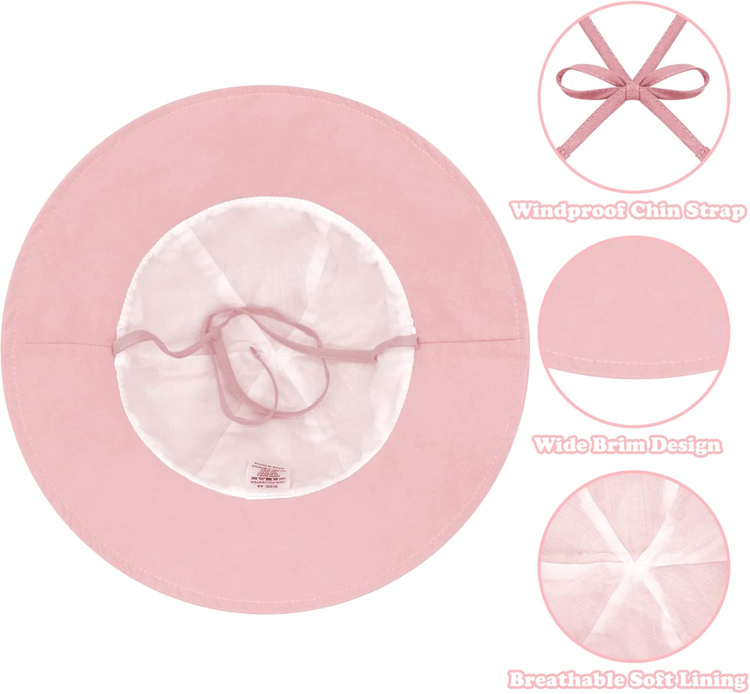 Baby Sun Hat Toddler Hats for Boys Girls Infant Sun Hat Baby Girl Hats with Bear Ears Wide Brim UPF 50+ Beach Hat - Image 2