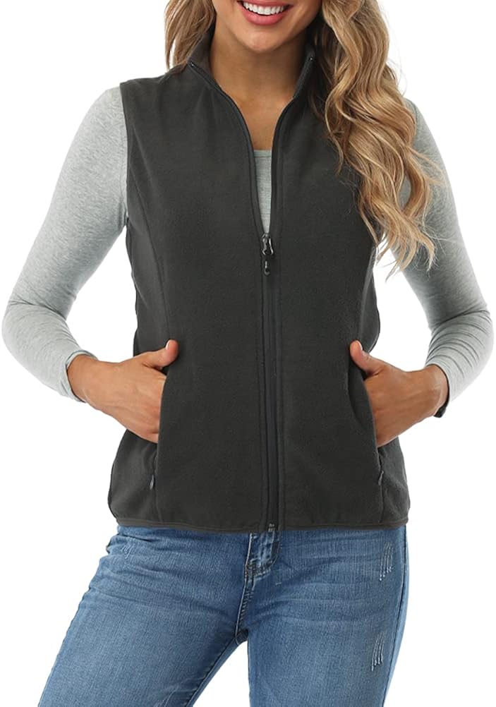 Fuinloth Women's Fleece Vest, Polar Soft Sleeveless Classic Fit with Zip up Pockets : Sports & Outdoors