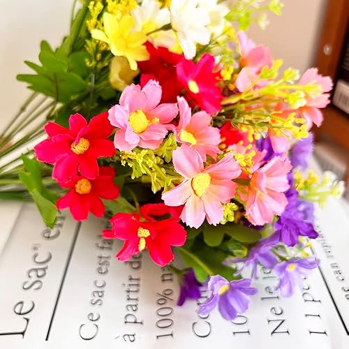 Miniatura 3 de 10 paquetes de margaritas artificiales resistentes a los rayos UV, flores silvestres sintéticas, arbustos de plástico, arbustos de plástico, para