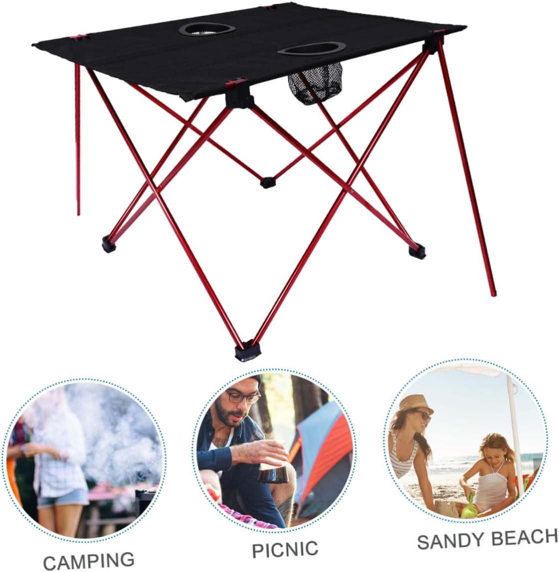 BESPORTBLE Portable Camping Table Folding Beach Table Aluminum Alloy Small Lightweight with Carry Handle for Hiking and Travel