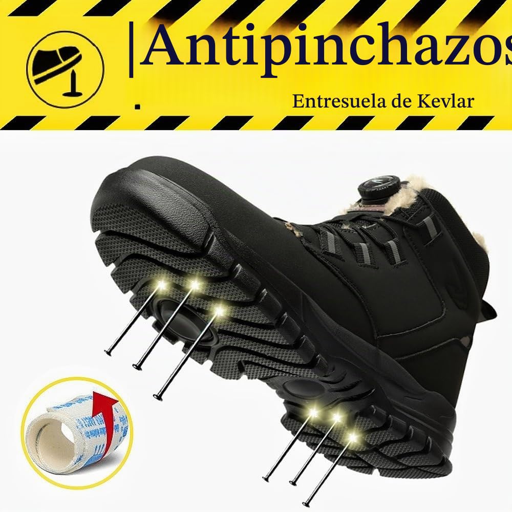 Botas de Seguridad Invierno para Hombre Mujer Impermeable Ligeras Zapatos de Seguridad con Punta de Acero Antideslizante Calentar Cómodas Botas de Trabajo
