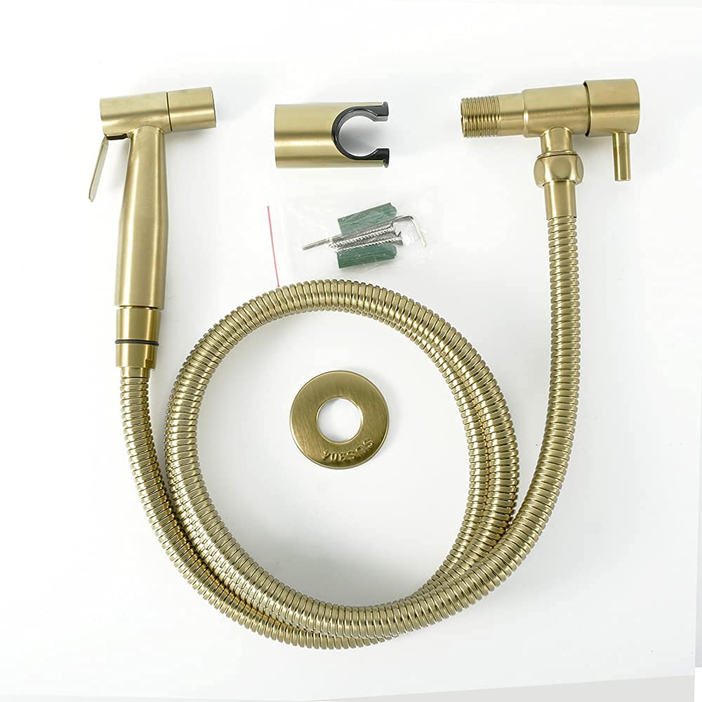 Armatura zlewozmywakowa do zlewozmywaków ręcznych, zestaw natryskowy, szczotkowane złoto, bidet, słuchawka prysznicowa, bidet ze stali nierdzewnej 304, prysznic higieniczny, bateria bidetowa, montaż